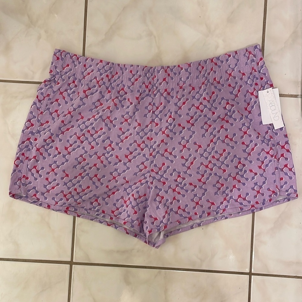 NWT Womens Abound 1X Purple Shorts 100 % Organic Cotton